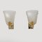 Art Deco Style Brass and Pulegoso Murano Glass Sconces by Barovier & Toso, 1990, Set of 2, Image 1