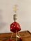 Lámpara de mesa Dice atómica estadounidense en rojo y crema, años 50, Imagen 3