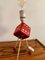 Lámpara de mesa Dice atómica estadounidense en rojo y crema, años 50, Imagen 5