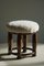 Danish Art Deco Round Footstool with Lambswool Seat, 1940s, Image 9