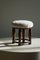 Danish Art Deco Round Footstool with Lambswool Seat, 1940s 13