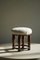 Danish Art Deco Round Footstool with Lambswool Seat, 1940s 10