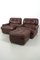 Vintage Leather Armchairs with Ottoman, Set of 2, Image 1
