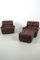 Vintage Leather Armchairs with Ottoman, Set of 2, Image 2