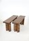 Striped Oak Twin Benches by Goons, Set of 2 2