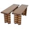 Striped Oak Twin Benches by Goons, Set of 2, Image 1
