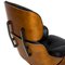Black Leather Lounge Chair and Footrest by Thai Natura, Set of 2 3