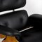 Black Leather Lounge Chair and Footrest by Thai Natura, Set of 2 2