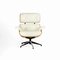 White Leather Lounge Chair and Footrest by Thai Natura, Set of 2 6