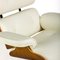 White Leather Lounge Chair and Footrest by Thai Natura, Set of 2 3