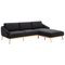 Black Sofa with Chaise Longue by Thai Natura 1