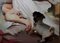 Artista di scuola spagnola, Ragazza con il cane, XX secolo, Dipinto, Incorniciato, Immagine 2