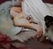 Artista di scuola spagnola, Ragazza con il cane, XX secolo, Dipinto, Incorniciato, Immagine 3