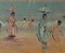 Artista de la escuela española, La playa, siglo XX, óleo sobre lienzo, Imagen 3