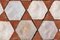 Floor with Hexagons and Triangles in Carrara Marble and Red Terracotta, 1950, Set of 38 1