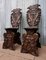 Antike italienische Sgabello Stühle aus geschnitzter Eiche, 2er Set 2