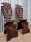 Antike italienische Sgabello Stühle aus geschnitzter Eiche, 2er Set 7