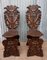 Antique Italian Carved Oak Sgabello Chairs, Set of 2 3