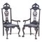 19th Century Portuguese Armchairs in Carved Chestnut Wood, Set of 2 1