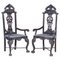 19th Century Portuguese Armchairs in Carved Chestnut Wood, Set of 2 2