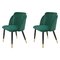 Chaises en Métal, Tapisserie d'Ameublement en Velours Vert, Espagne, Set de 2 1