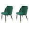 Spanish Chairs in Metal, Green Velvet Upholstery, Set of 2, Image 1