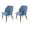 New Spanische Stühle, Metall, Blauer Samtbezug, 2er Set 1