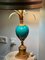 Blau Türkisfarbene Ostrich Egg Tischlampe aus Opalglas von SA Boulanger, 1990er 8