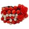 Bracciale vintage in corallo rosso intagliato e perle, 1970, Immagine 1