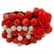 Vintage Bracelet in Carved Red Coral and Pearl Beads, 1970, Image 1