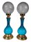 Blue Glass Lamps, 1900, Set of 2 3