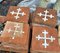 Tile with Pisana Cross in Terracotta and Carrara Marble 3