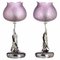Italian Art Nouveau Silver and Glass Lamps, 20th Century, Set of 2, Image 6