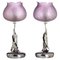 Italian Art Nouveau Silver and Glass Lamps, 20th Century, Set of 2 1