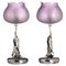 Italian Art Nouveau Silver and Glass Lamps, 20th Century, Set of 2, Image 1