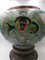 Spherical Cloisonné Planter with Polychrome Floral Motifs and Stand, Set of 2, Image 7