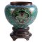 Spherical Cloisonné Planter with Polychrome Floral Motifs and Stand, Set of 2, Image 1