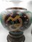 Spherical Cloisonné Planter with Polychrome Floral Motifs and Stand, Set of 2, Image 4