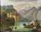Artista escolar europeo, paisaje fluvial con castillo y barcos, siglo XIX, óleo sobre madera, Imagen 2