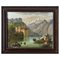 European School Artist, River Landscape with Castle and Boats, 19th Century, Oil on Wood, Image 5