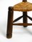 Small French Oak Wood Tripod Stool with Rush Weave Seat, 1930s, Image 14