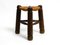 Small French Oak Wood Tripod Stool with Rush Weave Seat, 1930s 5