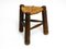 Small French Oak Wood Tripod Stool with Rush Weave Seat, 1930s 4