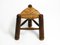 Sgabello tripode piccolo in legno di quercia con sedile intrecciato, Francia, anni '30, Immagine 2