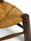 Taburete trípode francés pequeño de madera de roble con asiento de tejido Rush, años 30, Imagen 8