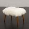 Mid-Century Danish Footstool in Natural Long Hair Sheepskin and Teak Tapered Legs, 1970s 7