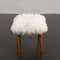 Mid-Century Danish Footstool in Natural Long Hair Sheepskin and Teak Tapered Legs, 1970s 3