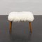 Mid-Century Danish Footstool in Natural Long Hair Sheepskin and Teak Tapered Legs, 1970s 6