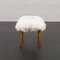 Mid-Century Danish Footstool in Natural Long Hair Sheepskin and Teak Tapered Legs, 1970s, Image 5