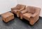 Buffalo Leather DS-44 Lounge Lounge Chairs & Ottoman, Switzerland, 1970s, Set of 3 18